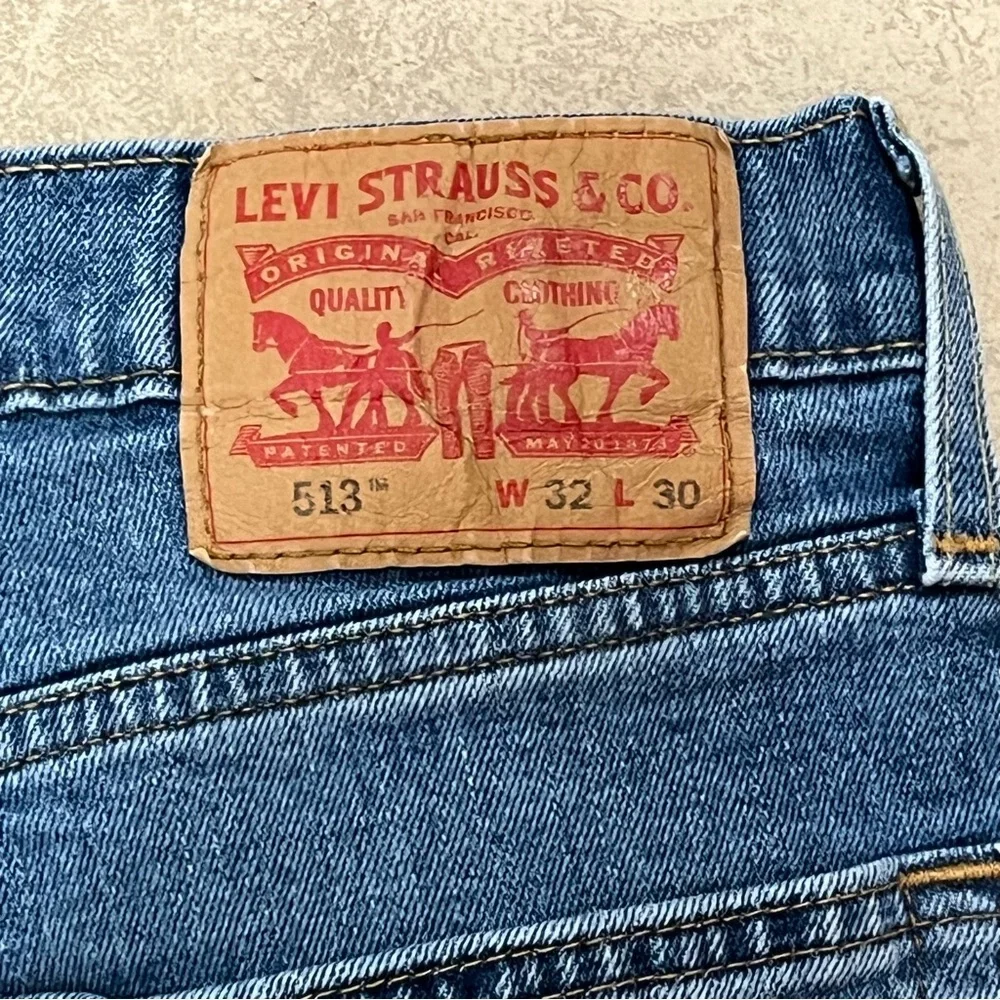 Levi's 513 Slim Straight Jeans Blue Denim 32x30 Skater Clean Girl Western